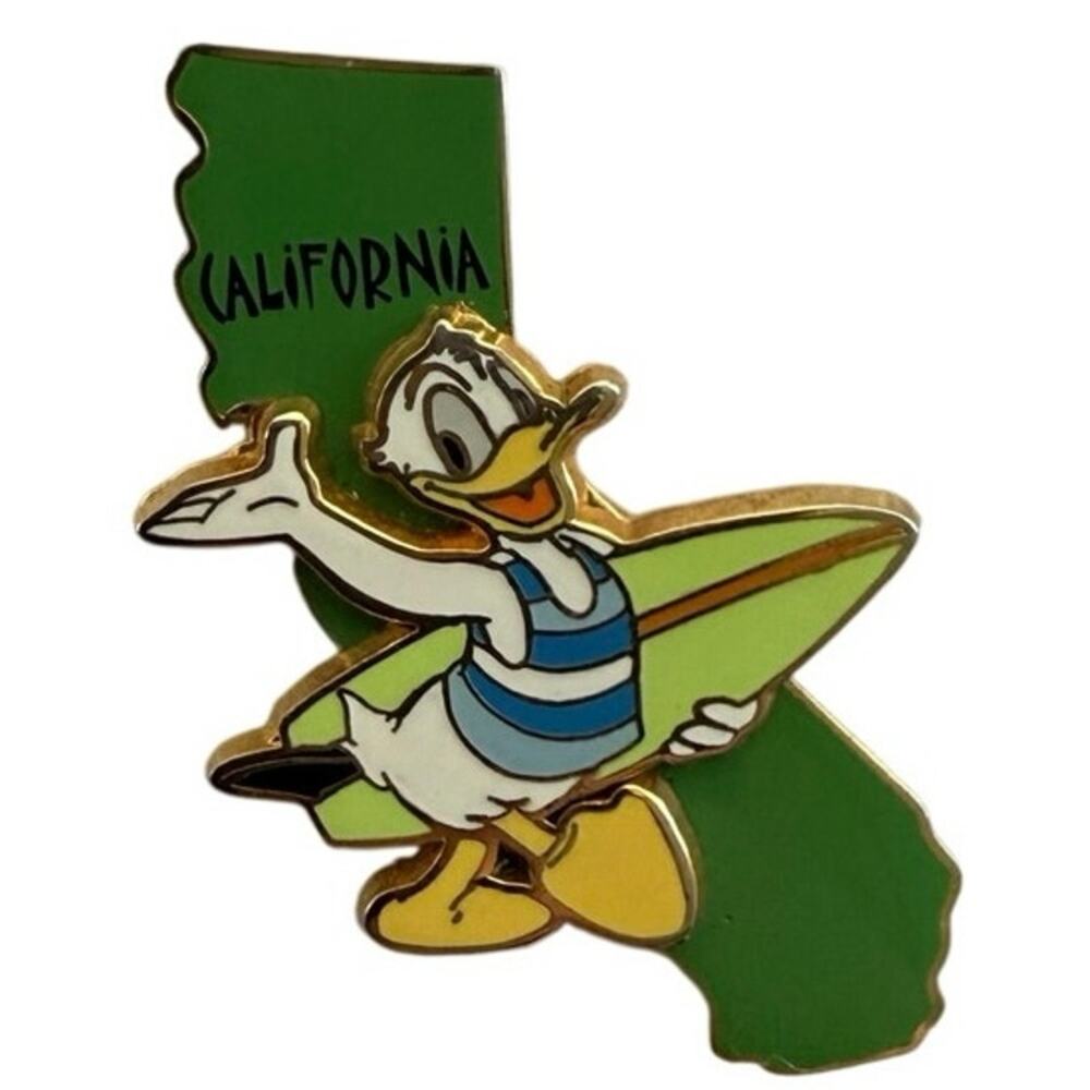 Donald Duck California Disney Pin state USA 2002 golden state waffle back green